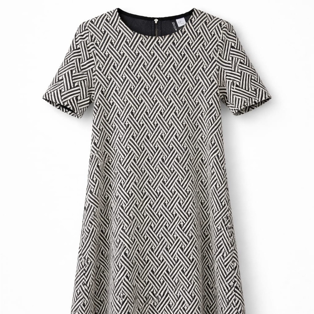 Divided Monochrome Geometric Midi Dress